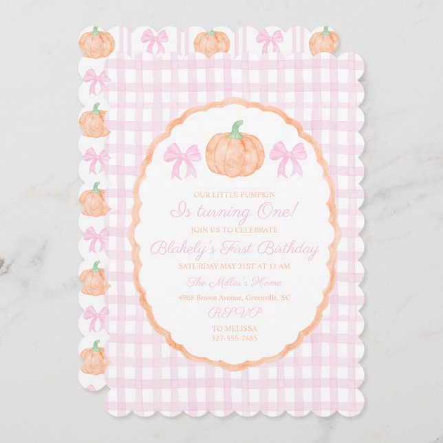 Preppy Grandmillennial Our Little Pumpkin  Invitation (Front/Back)