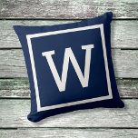 Preppy Graphic Border Monogram Cushion<br><div class="desc">A chic stylish preppy graphic border design to complete the decor of any room in your home. Personalize with your monogram initial. Customize the color to match your decor. Designed by Thisisnotme©</div>