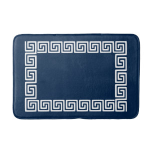 Preppy Greek Key – Navy & White Bath Mat