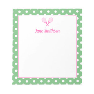 Preppy Green and Pink Tennis Notepad
