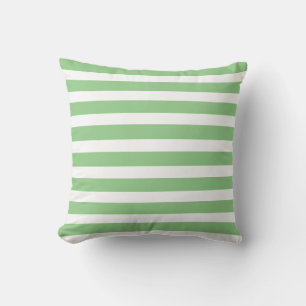 Preppy Green and White Striped Cushion