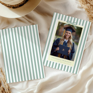 Preppy Green Arch Photo Graduation Announcement