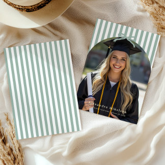 Preppy Green Arch Photo Graduation Announcement