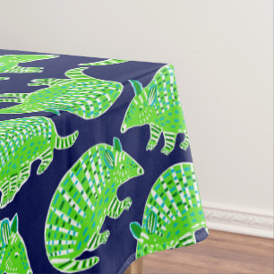 Preppy Green Armadillo / Southern Party Navy Tablecloth