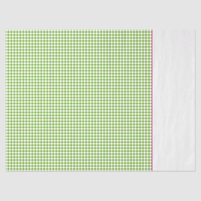 Preppy Green Check Pink White Colourful Fun Tissue Paper (Front)