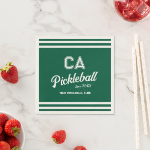 Preppy Green Pickleball Club Custom Crest Party Napkin