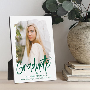 Preppy Green Script Graduation Photo Plaque