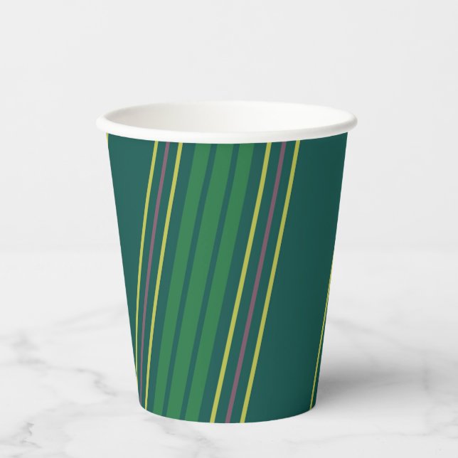 Preppy Green Stripe Paper Cups (Front)