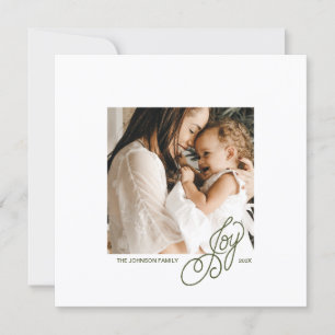 Preppy Green Striped Square Photo Holiday Card