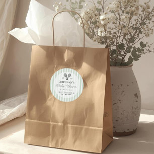 Preppy Green Tennis Theme Chic Baby Shower Classic Round Sticker