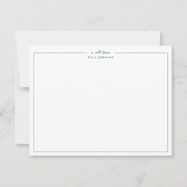 Preppy green & White a note from  Thank You Card (Front)