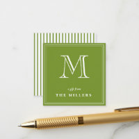 Preppy Green & white Monogram Gift Tags