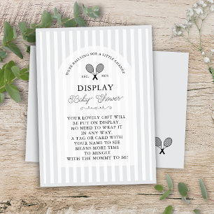 Preppy Grey Tennis Gifts on Display Baby Shower Enclosure Card