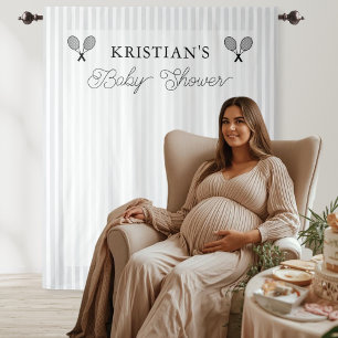 Preppy Grey Tennis Theme Baby Shower Backdrop Tapestry