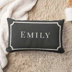 Preppy Grey & White Name Dorm Pillow