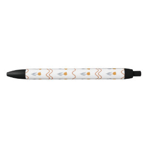 Preppy Groovy Stripe Tulip Flower Pattern  Black Ink Pen