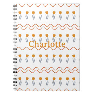 Preppy Groovy Stripe Tulip Flower Pattern Notebook