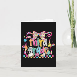 Preppy Groovy Third Grade Back To School Coquette Card