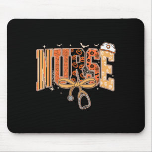 Preppy Halloween Spooky Nurse Coquette Bow Stethos Mouse Pad