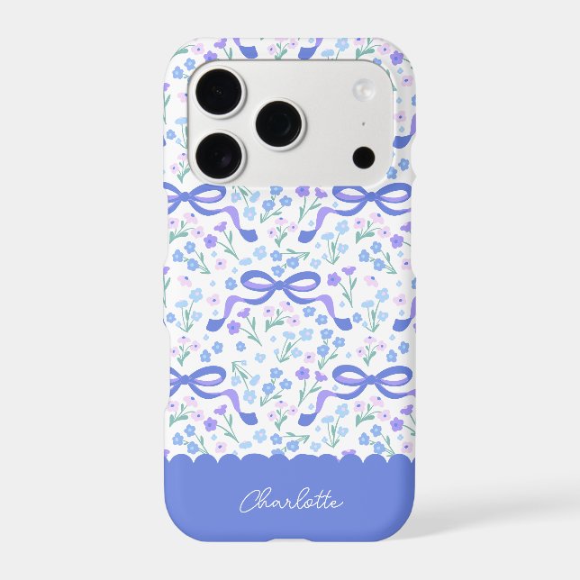 Preppy Hand Drawn Coquette Blue purple bows  (Back)