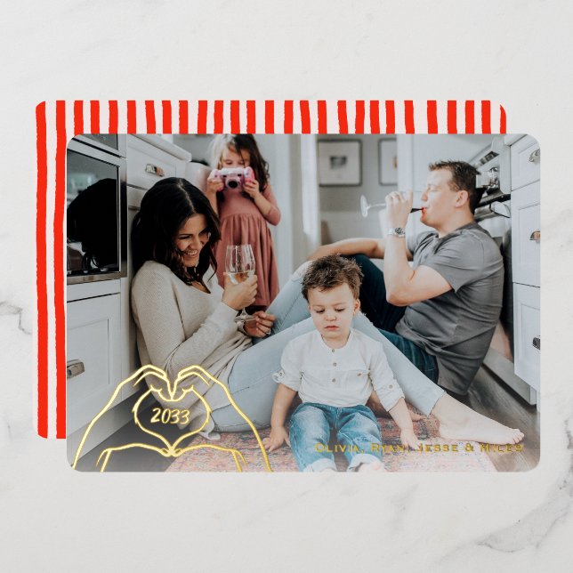 Preppy Hand Drawn Red Stripe Gold (Front/Back)