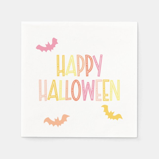 Preppy Happy Halloween Party Napkin (Front)