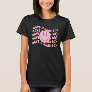 Preppy Have A Good Day Pink Smile Face Aesthetic T-Shirt