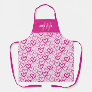 Preppy Hearts Pink Apron