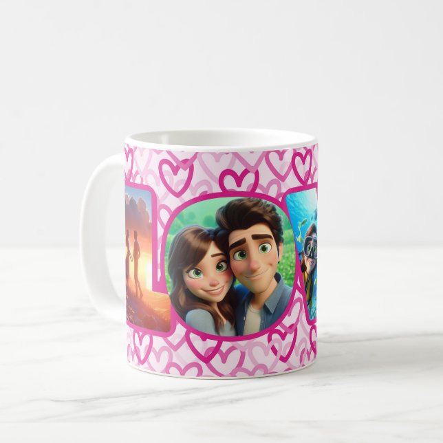 Preppy Hearts Pink - LOVE Coffee Mug (Front Left)