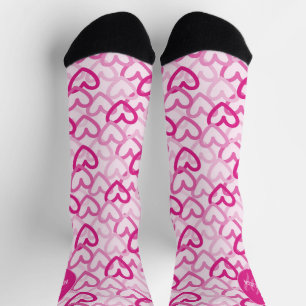 Preppy Hearts Pink Socks