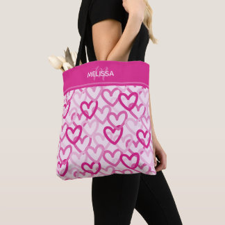 Preppy Hearts Pink Tote Bag