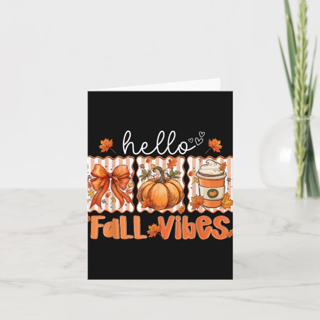 Preppy Hello Fall Vibes Coquette Latte Pumpkin Tha Card (Front)