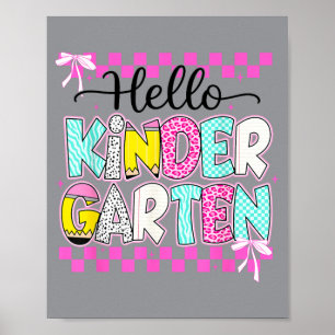 Preppy Hello Kindergarten Back To School Coquette Poster