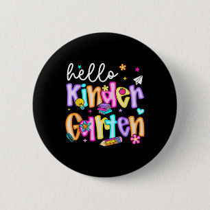 Preppy Hello Kindergarten Back To School Teachers 6 Cm Round Badge