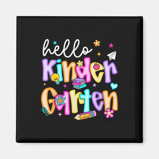 Preppy Hello Kindergarten Back To School Teachers  Magnet (Front)