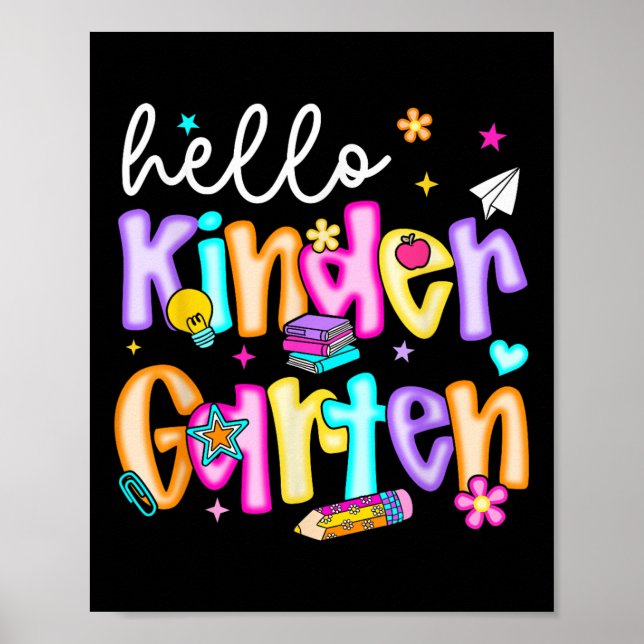 Preppy Hello Kindergarten Back To School Teachers  Poster (Front)
