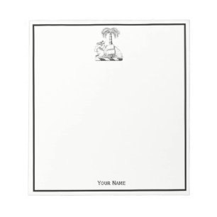 Preppy Heraldic Camel Palm Tree Coat of Arms Notepad