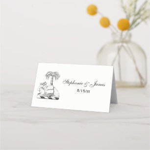 Preppy Heraldic Camel Palm Tree Coat of Arms Place Card