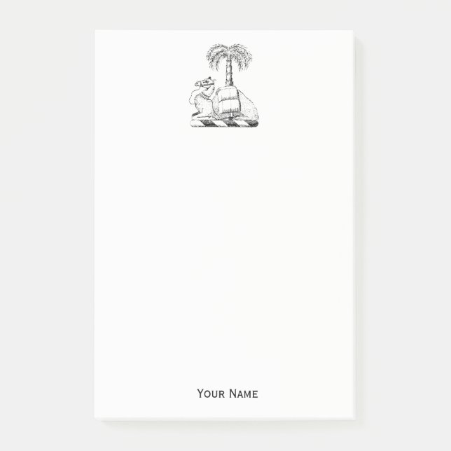 Preppy Heraldic Camel Palm Tree Coat of Arms Post-it Notes (Front)