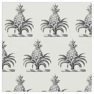 Preppy Heraldic Pineapple Coat of Arms Crest Fabric