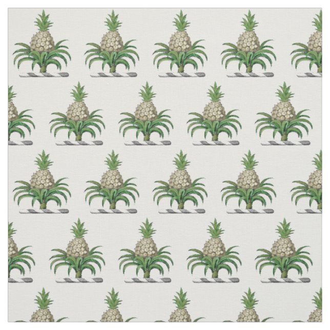 Preppy Heraldic Pineapple Coat of Arms Crest Fabric (Swatch)