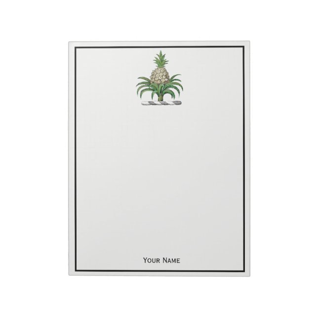Preppy Heraldic Pineapple Coat of Arms Crest Notepad (Rotated)
