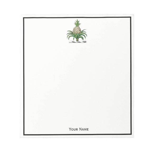 Preppy Heraldic Pineapple Coat of Arms Crest Notepad (Front)
