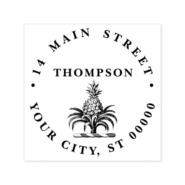 Preppy Heraldic Pineapple Coat of Arms Crest Self-inking Stamp (Design)