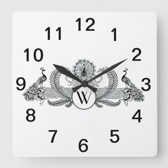 Preppy Heraldic Pineapple Coat of Arms Crest Square Wall Clock (Front)