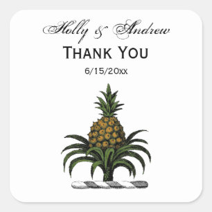 Preppy Heraldic Pineapple Crest Colour WT Square Sticker