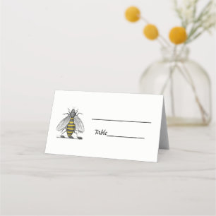 Preppy Heraldic Vintage Bee Coat of Arms Emblem C Place Card