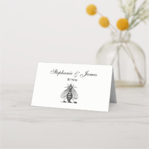 Preppy Heraldic Vintage Bee Coat of Arms Emblem Place Card