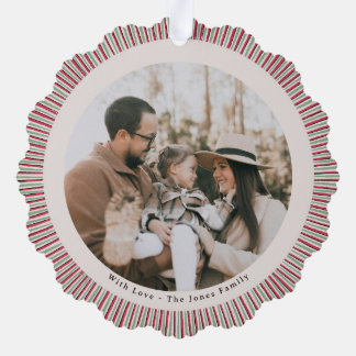 Preppy Holiday Paper Ornament with Photo