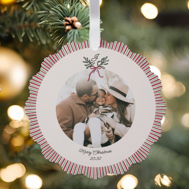 Preppy Holiday Paper Ornament with Photo  (Creator Uploaded)